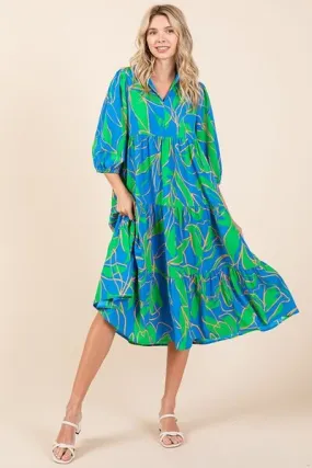 Tiered Printed Midi Dress