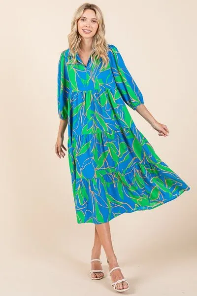Tiered Printed Midi Dress
