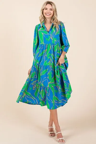 Tiered Printed Midi Dress