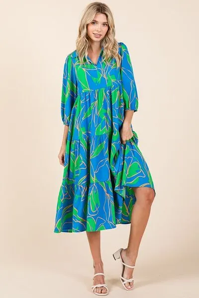Tiered Printed Midi Dress