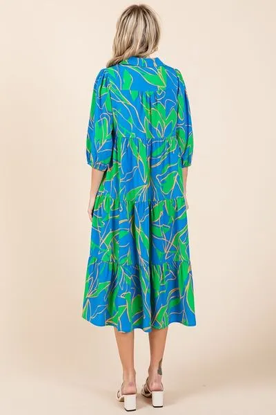 Tiered Printed Midi Dress