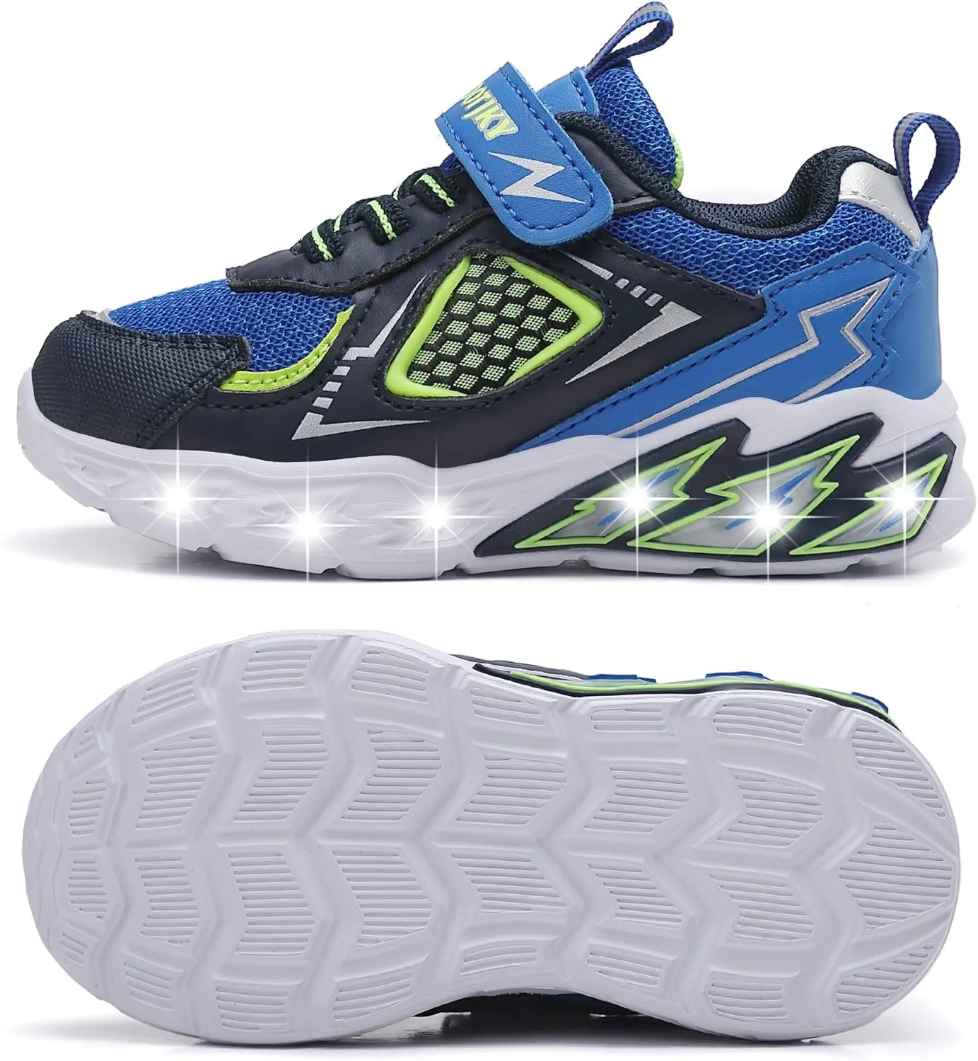 Toddler Boys Light Up Shoes Breathable Mesh LED Flashing Lightweight Walking Sneakers for Toddler and Little Kids