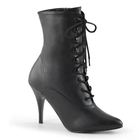 VANITY-1020  Black Faux Leather 4 Inch High Heel Ankle Bootie