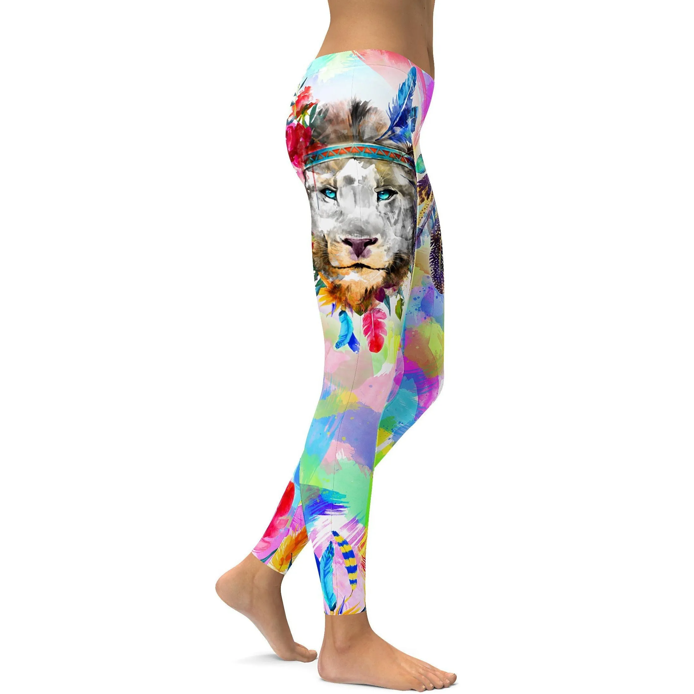 Watercolor Colorful Lion Leggings