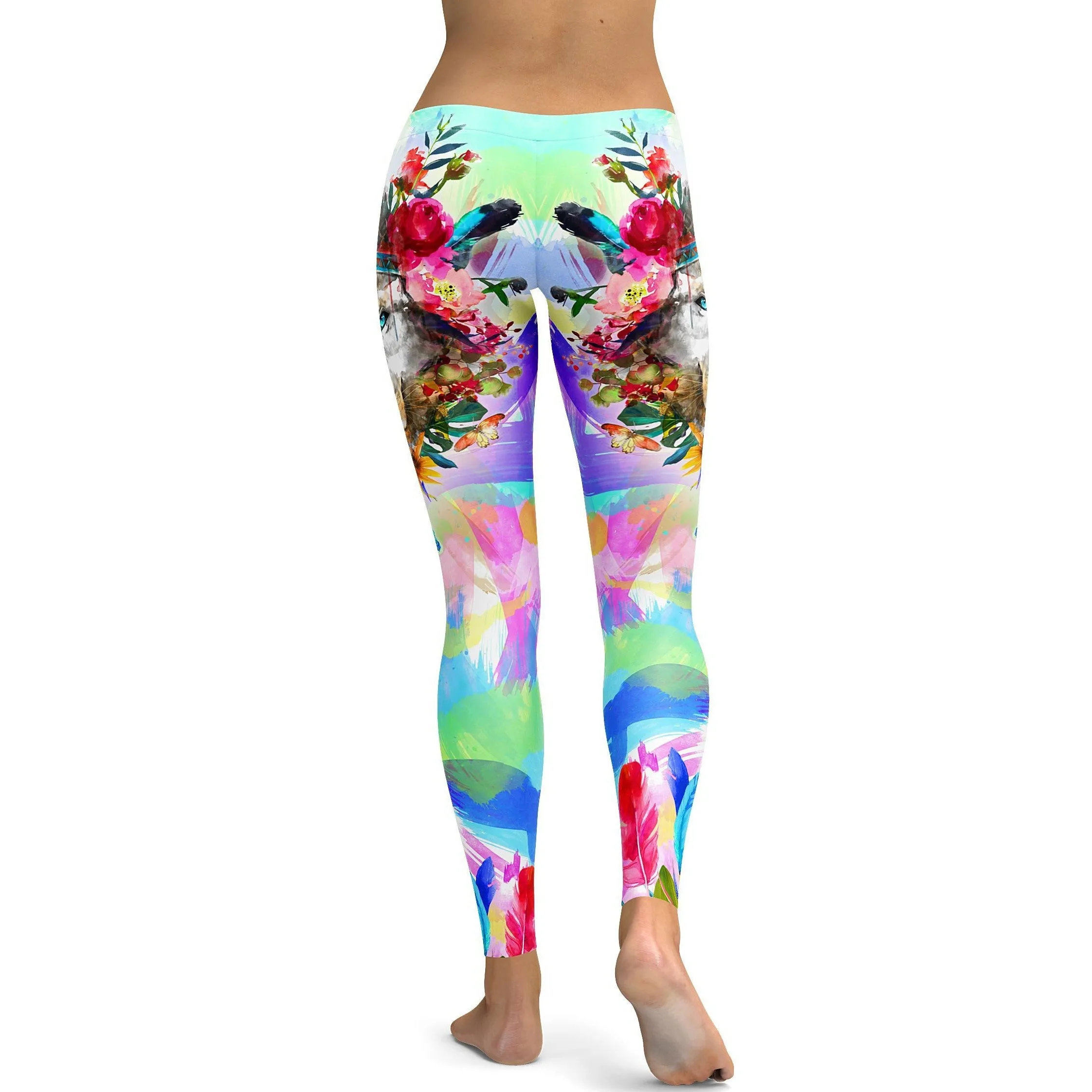Watercolor Colorful Lion Leggings