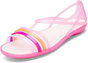 WENOREG Women's Colorful Neon Jelly Open Toe Sandals,Summer Fashion T-Strap Rainbow Gladiator Clear Beach Rain Shoes Flats Jellies Sandals