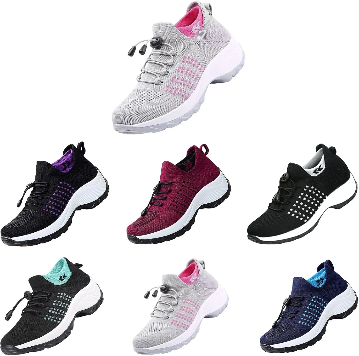 Womens Orthopedic Sneakers Breathable Walking Shoes with Arch Support Slip-on Trainers Orthotic Non Slip Sock Sneakers Comfortwear Ortho Stretch Cushion Shoes for Plantar Fasciitis