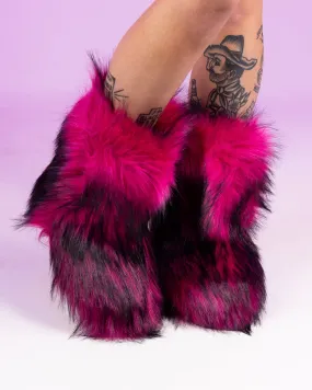 Women's Pink/Black Boots With The Fur