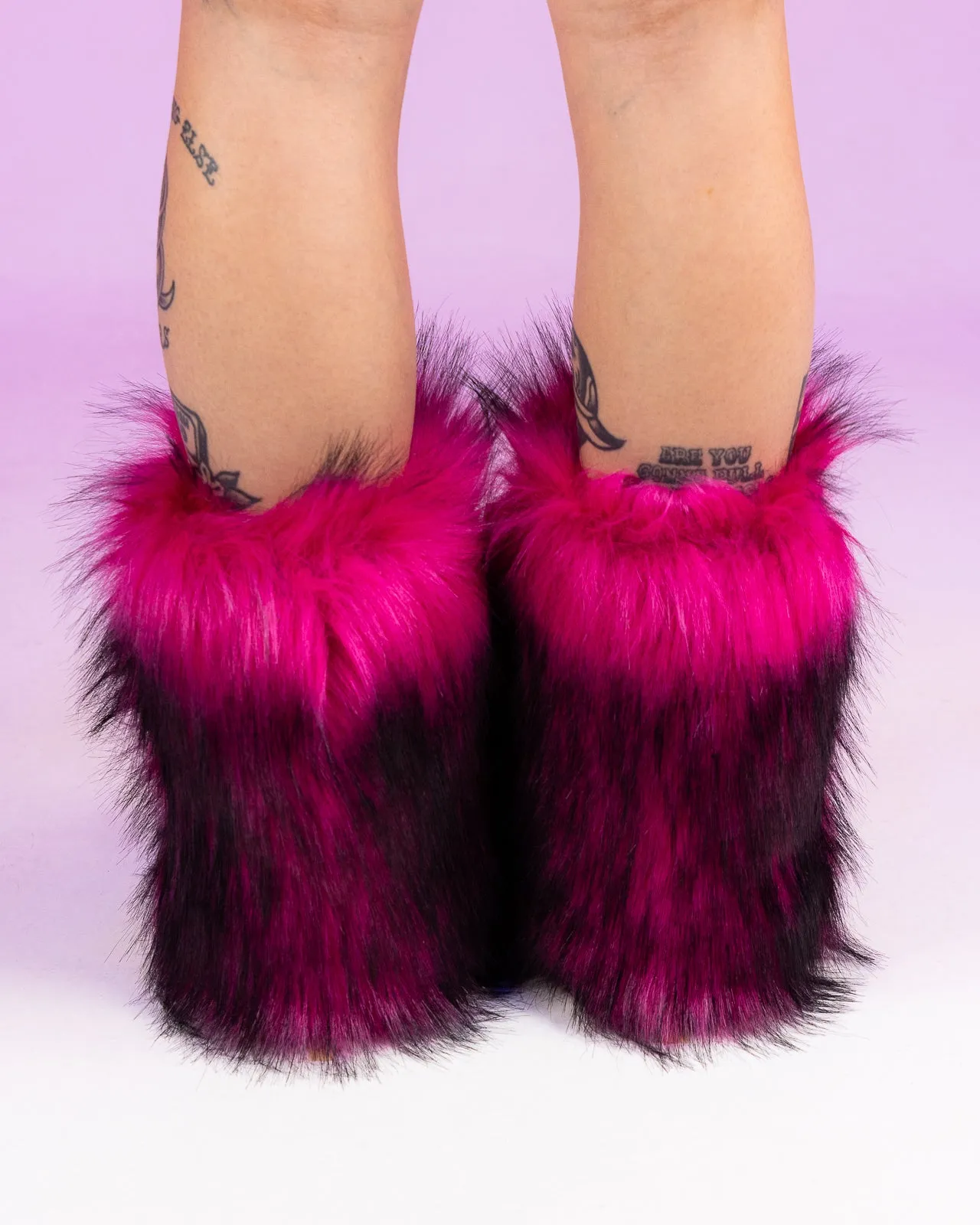 Women's Pink/Black Boots With The Fur