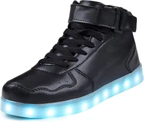 Wooowyet Men LED Light Up Shoes for Women High Top Lights Sneakers Glowing Neon Luminous Sequin Fashion Sparkle Bling Shiny Punk Boots LED Shoes